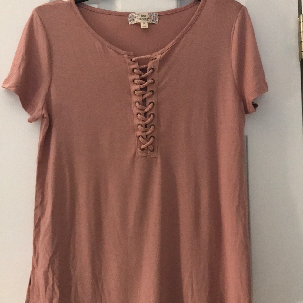 Rose colored crisscross top